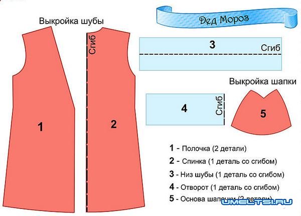 Выкройка - костюм Деда Мороза Выкройка - костюм Деда Мороза