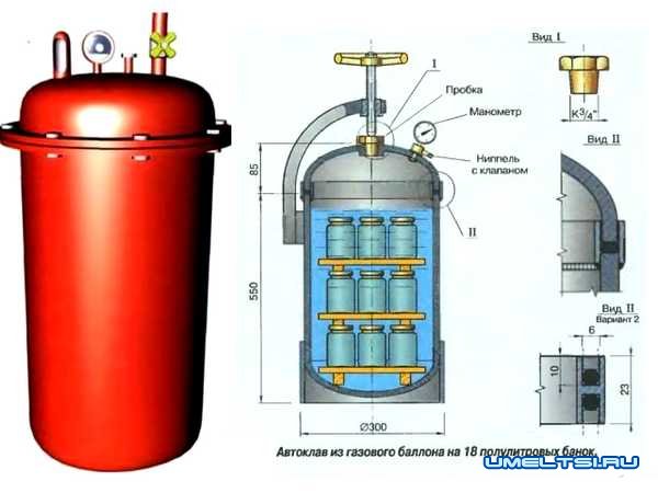 схема автоклава из газового баллона